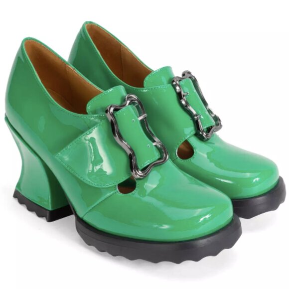 *NEW* 2024 Fluevog Stop It SOSTA Mary Janes, Green Patent, Size 9! GORGEOUS! - Picture 2 of 12